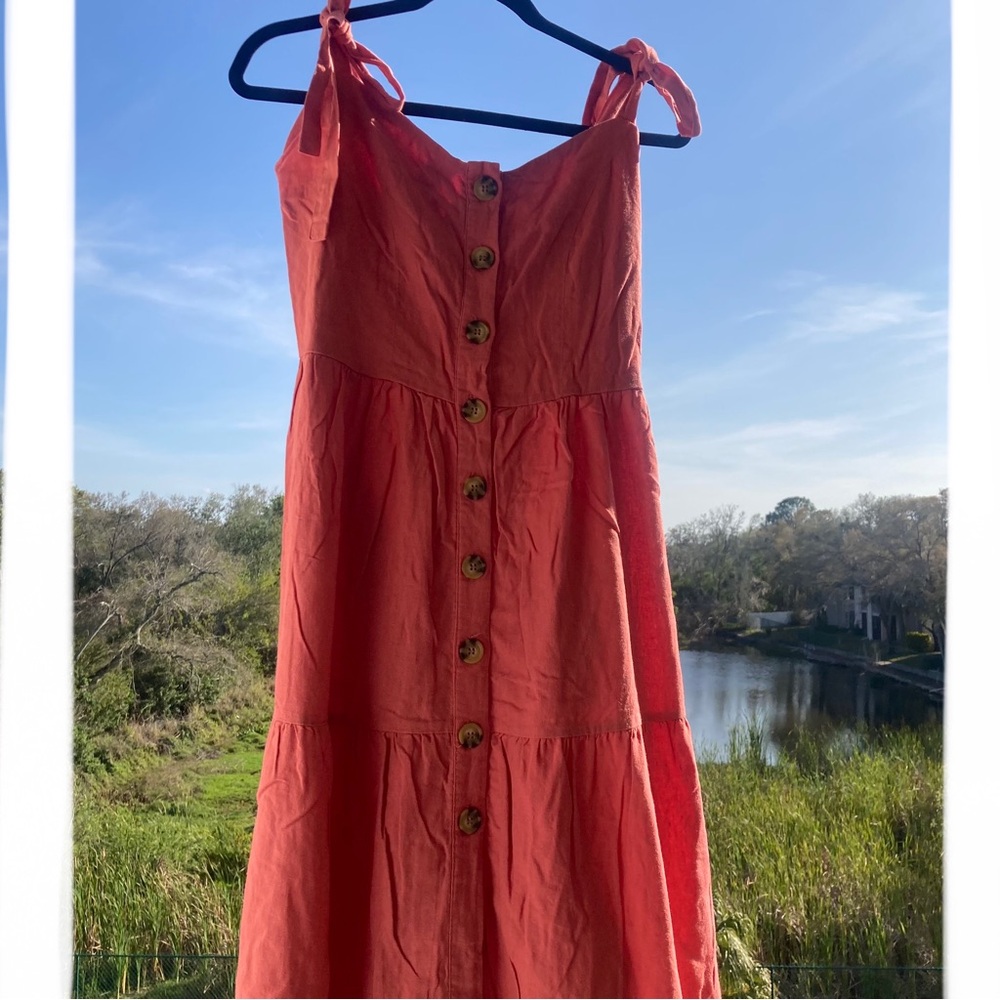 Rocks & Indigo Linen/Rayon /Button /Summer Dress/pockets /Size: M